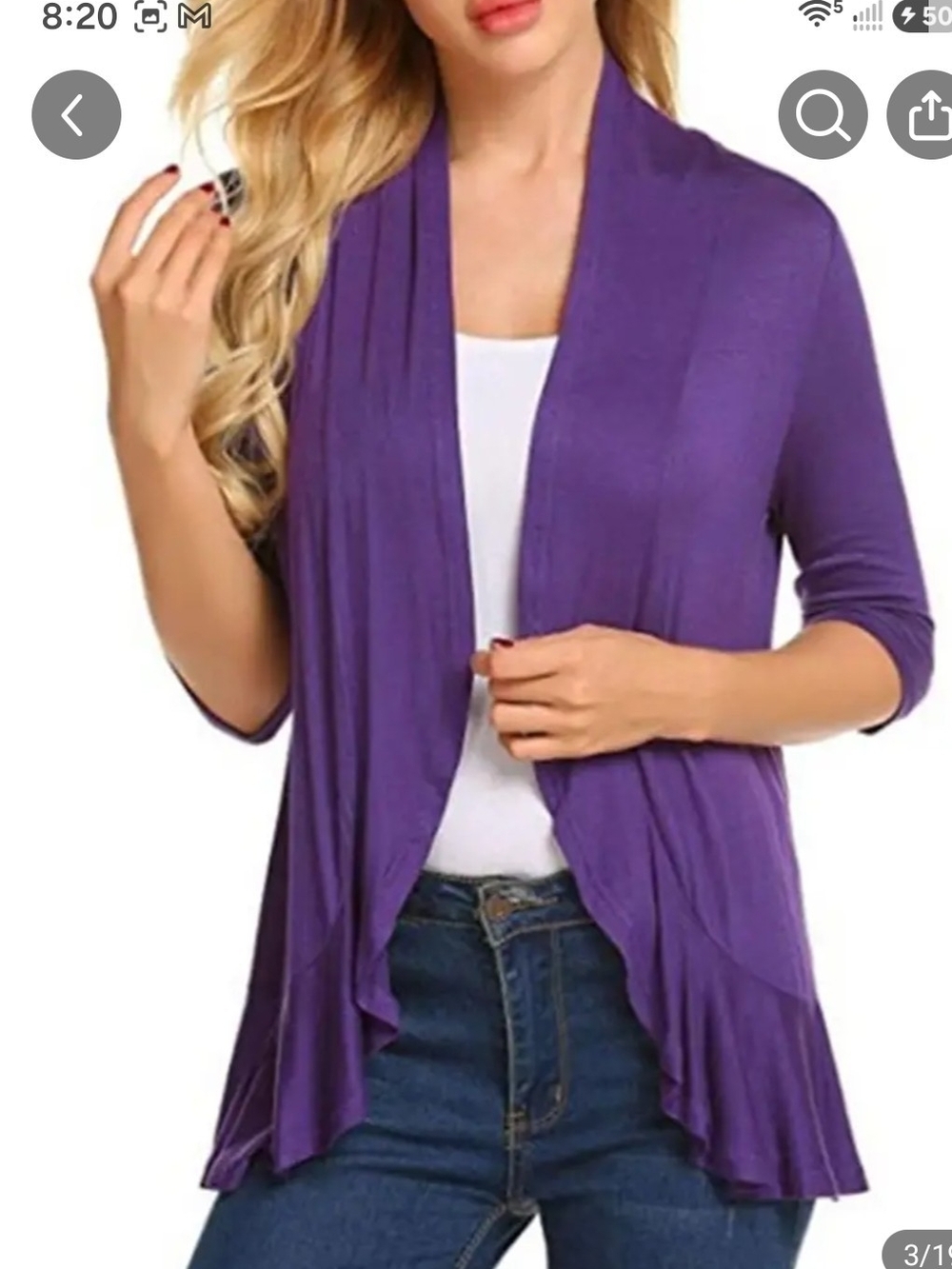 Women’s Open-Front Purple Cardigan Sweater